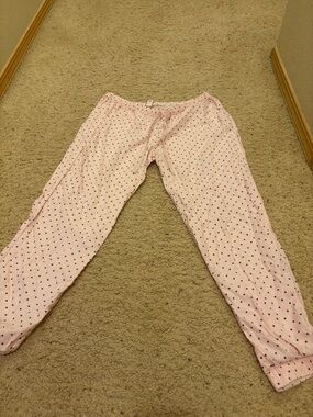 Victoria's Secret Light Pink Pajama Bottoms with Navy Dots
